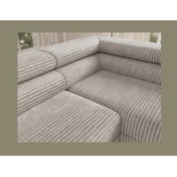 Canapé d'angle COLESIA convertible 5 places gris velours côtelé – droit – 274x200cm 
