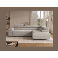 Canapé d'angle COLESIA convertible 5 places gris velours côtelé – droit – 274x200cm 