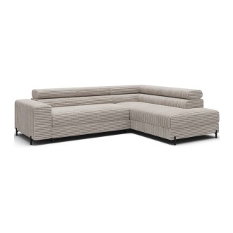Canapé d'angle COLESIA convertible 5 places gris velours côtelé – droit – 274x200cm 