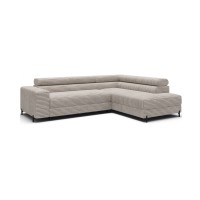 Canapé d'angle COLESIA convertible 5 places gris velours côtelé – droit – 274x200cm 
