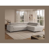 Canapé d'angle COLESIA convertible 5 places gris velours côtelé – droit – 274x200cm 