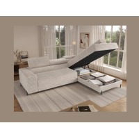 Canapé d'angle COLESIA convertible 5 places gris velours côtelé – droit – 274x200cm 