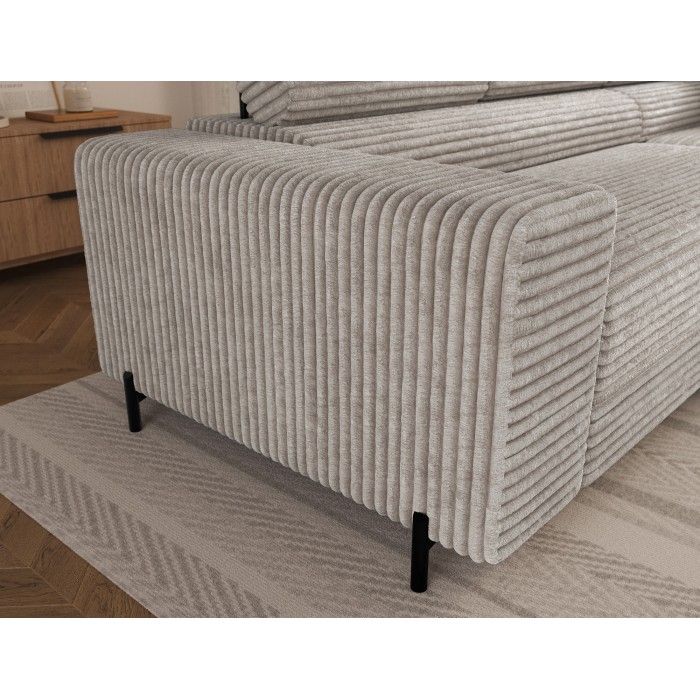 Canapé d'angle COLESIA convertible 5 places gris velours côtelé – droit – 274x200cm 