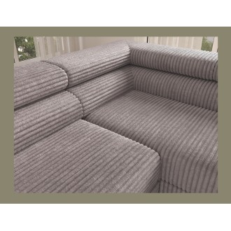 Canapé d'angle COLESIA convertible 5 places blanc crème velours côtelé – droit – 274x200cm 