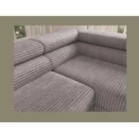 Canapé d'angle COLESIA convertible 5 places blanc crème velours côtelé – droit – 274x200cm 
