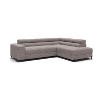 Canapé d'angle COLESIA convertible 5 places blanc crème velours côtelé – droit – 274x200cm 