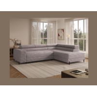 Canapé d'angle COLESIA convertible 5 places blanc crème velours côtelé – droit – 274x200cm 