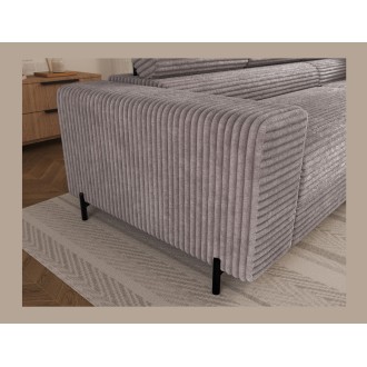 Canapé d'angle COLESIA convertible 5 places blanc crème velours côtelé – droit – 274x200cm 