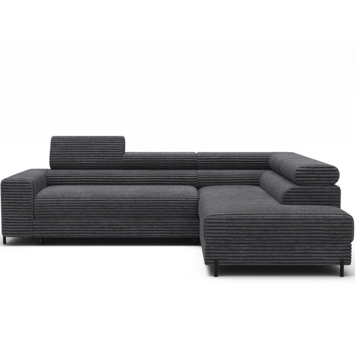 Canapé d'angle COLESIA convertible 5 places brun clair velours côtelé – droit – 274x200cm 