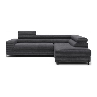 Canapé d'angle COLESIA convertible 5 places brun clair velours côtelé – droit – 274x200cm 