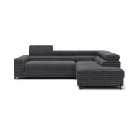 Canapé d'angle COLESIA convertible 5 places brun clair velours côtelé – droit – 274x200cm 