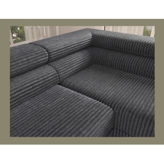 Canapé d'angle COLESIA convertible 5 places brun clair velours côtelé – droit – 274x200cm 