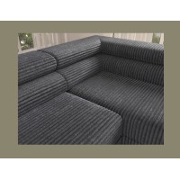 Canapé d'angle COLESIA convertible 5 places brun clair velours côtelé – droit – 274x200cm 