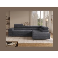 Canapé d'angle COLESIA convertible 5 places brun clair velours côtelé – droit – 274x200cm 