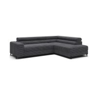 Canapé d'angle COLESIA convertible 5 places brun clair velours côtelé – droit – 274x200cm 
