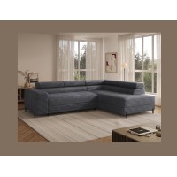 Canapé d'angle COLESIA convertible 5 places brun clair velours côtelé – droit – 274x200cm 