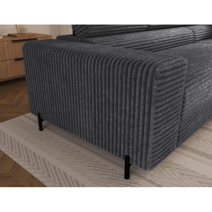 Canapé d'angle COLESIA convertible 5 places brun clair velours côtelé – droit – 274x200cm 