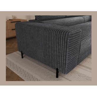 Canapé d'angle COLESIA convertible 5 places brun clair velours côtelé – droit – 274x200cm 