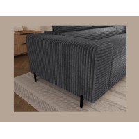 Canapé d'angle COLESIA convertible 5 places brun clair velours côtelé – droit – 274x200cm 