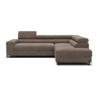 Canapé d'angle COLESIA convertible 5 places beige velours côtelé – droit – 274x200cm 
