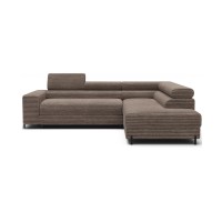 Canapé d'angle COLESIA convertible 5 places beige velours côtelé – droit – 274x200cm 
