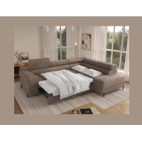 Canapé d'angle COLESIA convertible 5 places beige velours côtelé – droit – 274x200cm 