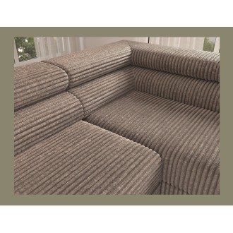 Canapé d'angle COLESIA convertible 5 places beige velours côtelé – droit – 274x200cm 