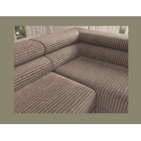 Canapé d'angle COLESIA convertible 5 places beige velours côtelé – droit – 274x200cm 