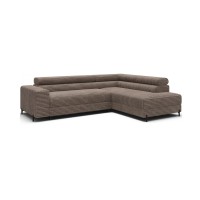 Canapé d'angle COLESIA convertible 5 places beige velours côtelé – droit – 274x200cm 