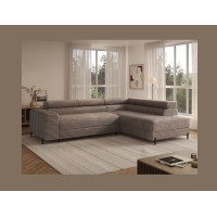 Canapé d'angle COLESIA convertible 5 places beige velours côtelé – droit – 274x200cm 