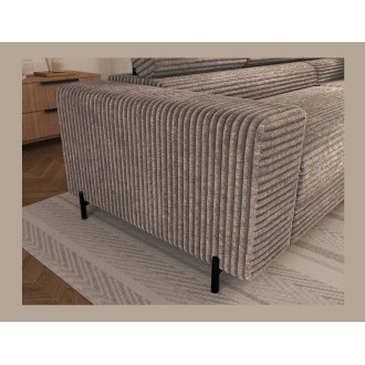 Canapé d'angle COLESIA convertible 5 places beige velours côtelé – droit – 274x200cm 