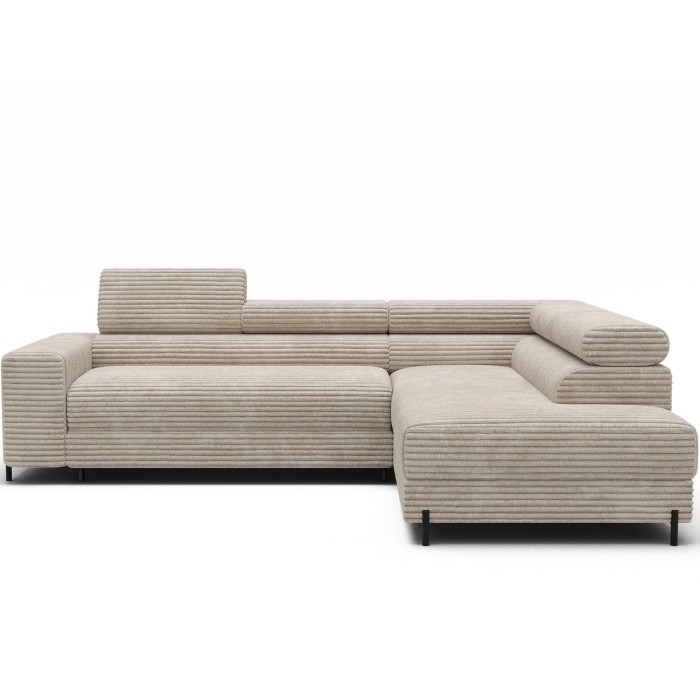 Canapé d'angle COLESIA convertible 5 places gris foncé velours côtelé – droit – 274x200cm 