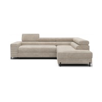 Canapé d'angle COLESIA convertible 5 places gris foncé velours côtelé – droit – 274x200cm 