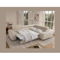 Canapé d'angle COLESIA convertible 5 places gris foncé velours côtelé – droit – 274x200cm 