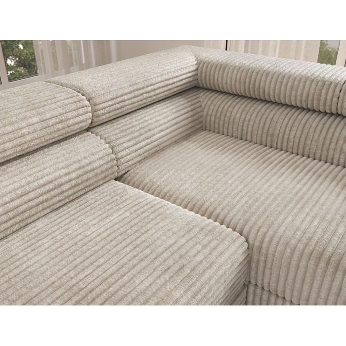 Canapé d'angle COLESIA convertible 5 places gris foncé velours côtelé – droit – 274x200cm 