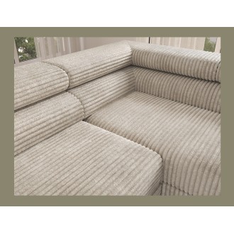 Canapé d'angle COLESIA convertible 5 places gris foncé velours côtelé – droit – 274x200cm 