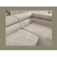 Canapé d'angle COLESIA convertible 5 places gris foncé velours côtelé – droit – 274x200cm 