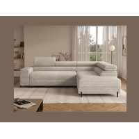 Canapé d'angle COLESIA convertible 5 places gris foncé velours côtelé – droit – 274x200cm 