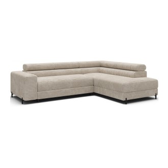 Canapé d'angle COLESIA convertible 5 places gris foncé velours côtelé – droit – 274x200cm 