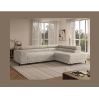 Canapé d'angle COLESIA convertible 5 places gris foncé velours côtelé – droit – 274x200cm 