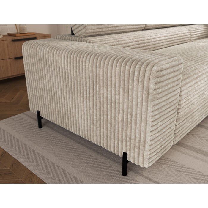 Canapé d'angle COLESIA convertible 5 places gris foncé velours côtelé – droit – 274x200cm 