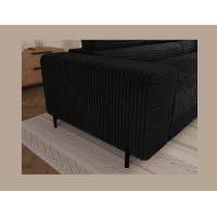 Canapé d'angle COLESIA convertible 5 places noir velours côtelé – droit – 274x200cm 