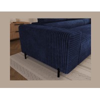 Canapé d'angle COLESIA convertible 5 places bleu foncé velours côtelé – droit – 274x200cm 