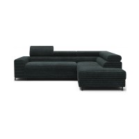 Canapé d'angle COLESIA convertible 5 places vert foncé velours côtelé – droit – 274x200cm 