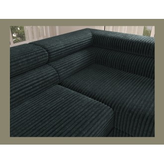 Canapé d'angle COLESIA convertible 5 places vert foncé velours côtelé – droit – 274x200cm 