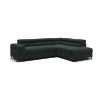 Canapé d'angle COLESIA convertible 5 places vert foncé velours côtelé – droit – 274x200cm 