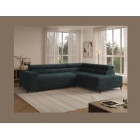 Canapé d'angle COLESIA convertible 5 places vert foncé velours côtelé – droit – 274x200cm 