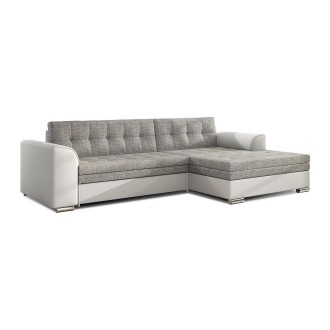 Canapé d’angle convertible CONFORTO 4 places gris et blanc – angle droit 