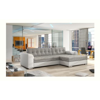 Canapé d’angle convertible CONFORTO 4 places gris et blanc – angle droit 