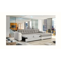 Canapé d’angle convertible CONFORTO 4 places gris et blanc – angle droit 